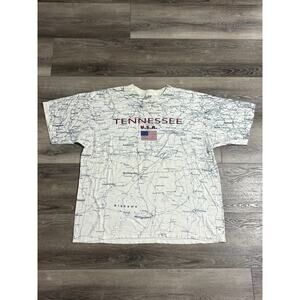 Vintage 90s Tennessee State Map AOP Shirt Y2K Retro Travel - Men’s XXL 2XL